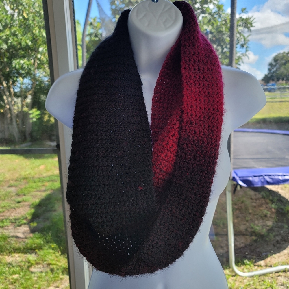 Hand crochet infinity scarf